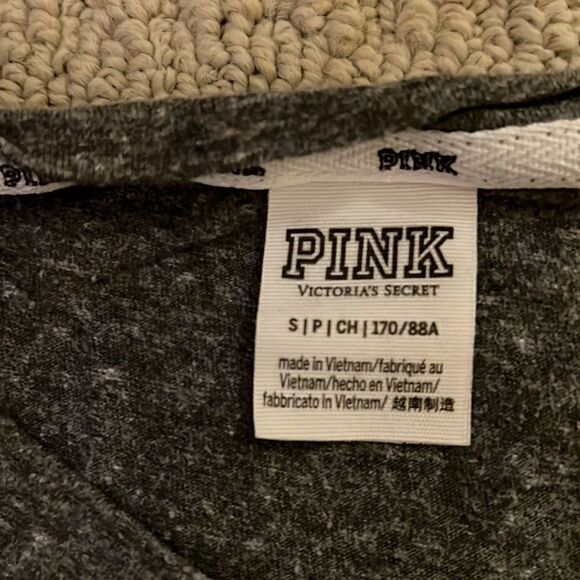 Pink Cropped Grey Tee  - Picture 2 of 3